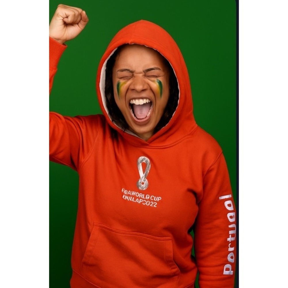 FIFA World Cup Qatar 2022 Portugal Womens Orange Hoodie Officially Licensed Med